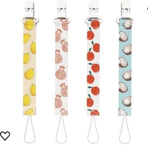 New in box! Freebear baby pacifier clip set Juicy fruit design box set of 4